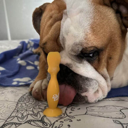 Corrado - Corrado the bulldog - bulldog inglese - slapper - applicatore in silicone di BULLCARE Slapper - applicatore per creme in silicone colorato pieghe bulldog inglese francese